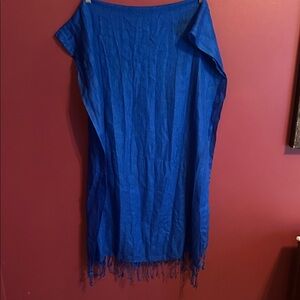 Vibrant Blue Scarf/Shawl with Fringe